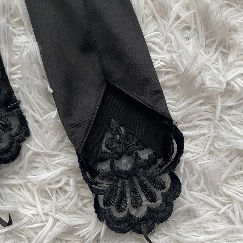 Elegant Black Satin Opera Gloves